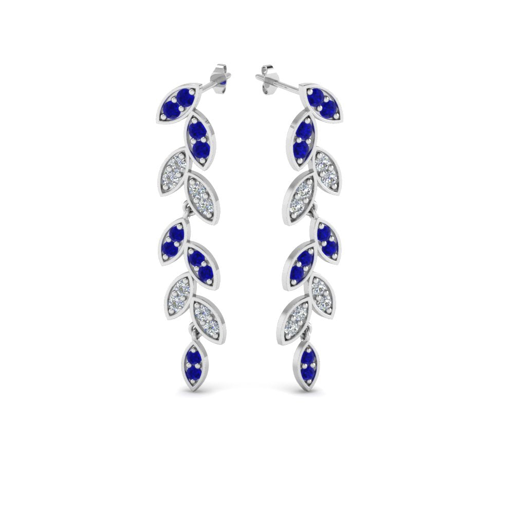 Pave Diamond Leaf Drop Earring