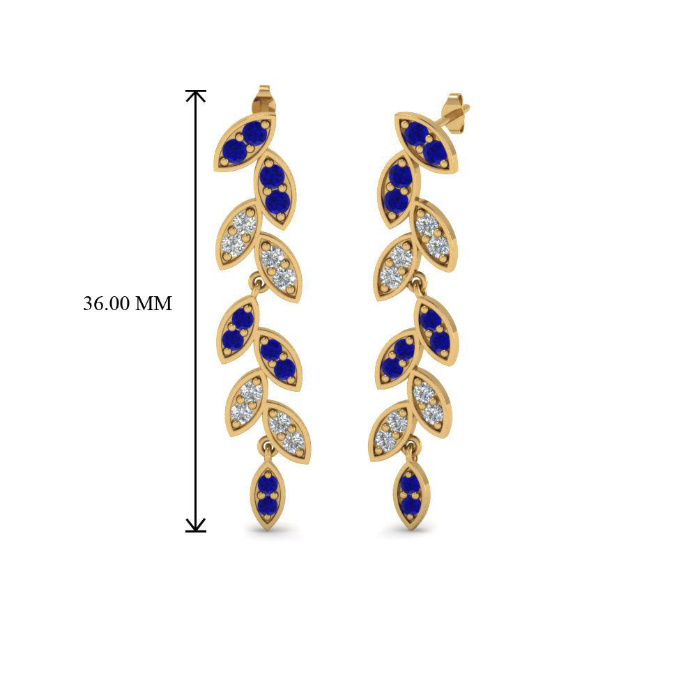 Pave Diamond Leaf Drop Earring