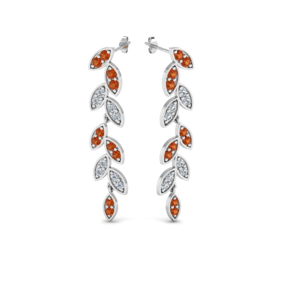 Pave Diamond Leaf Drop Earring