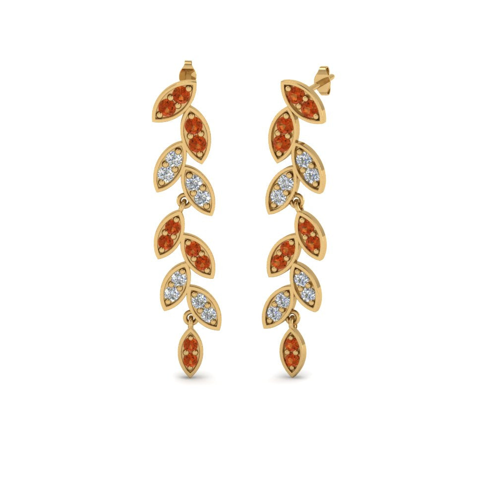 Pave Diamond Leaf Drop Earring