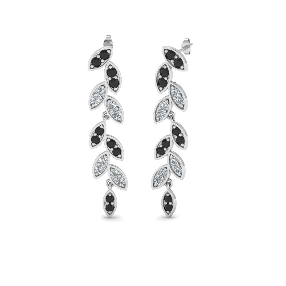 Pave Diamond Leaf Drop Earring