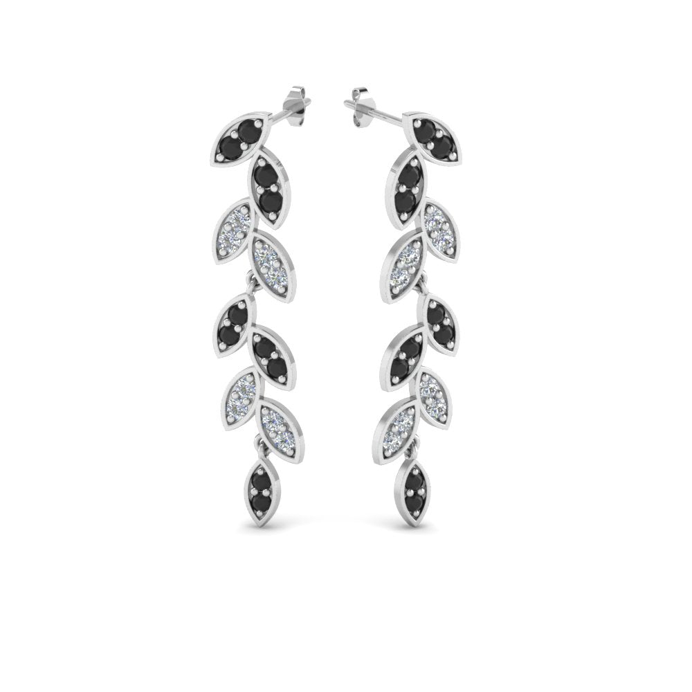 Pave Diamond Leaf Drop Earring