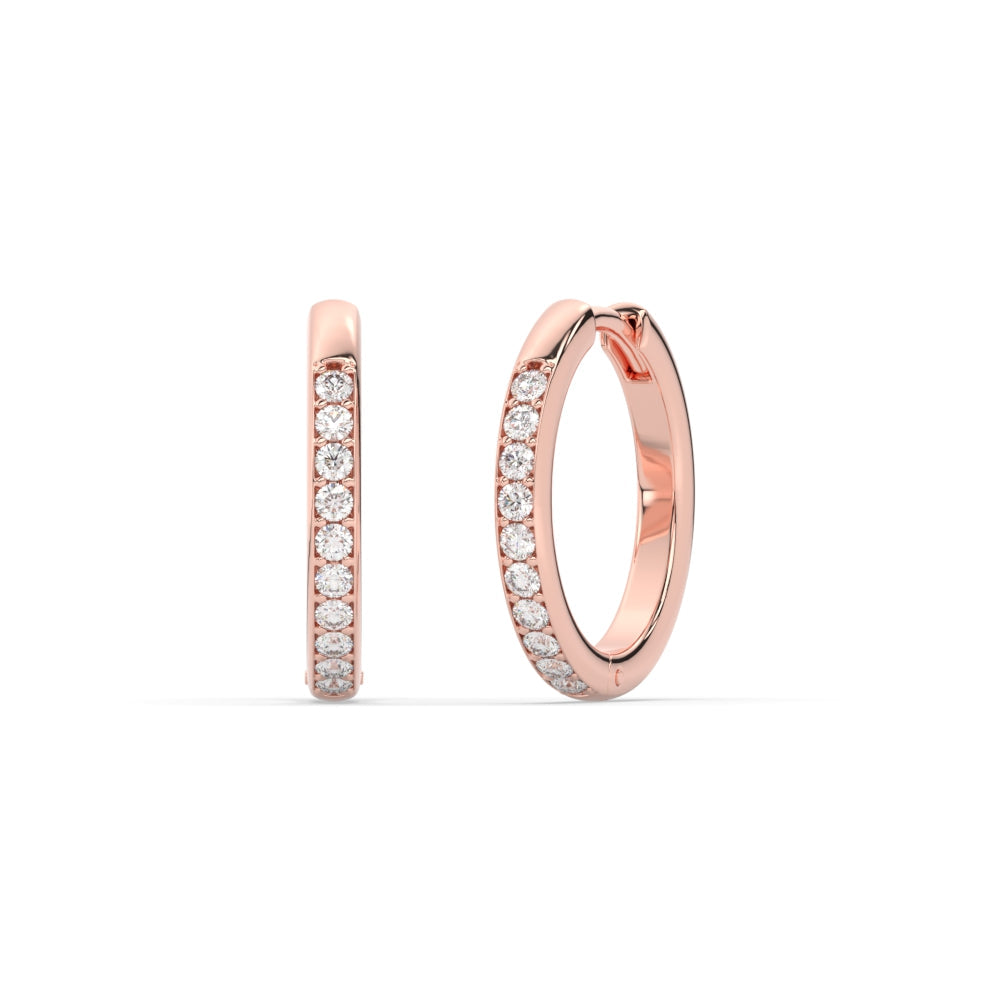 Pave Set Round Diamond Hinged Hoop Earrings