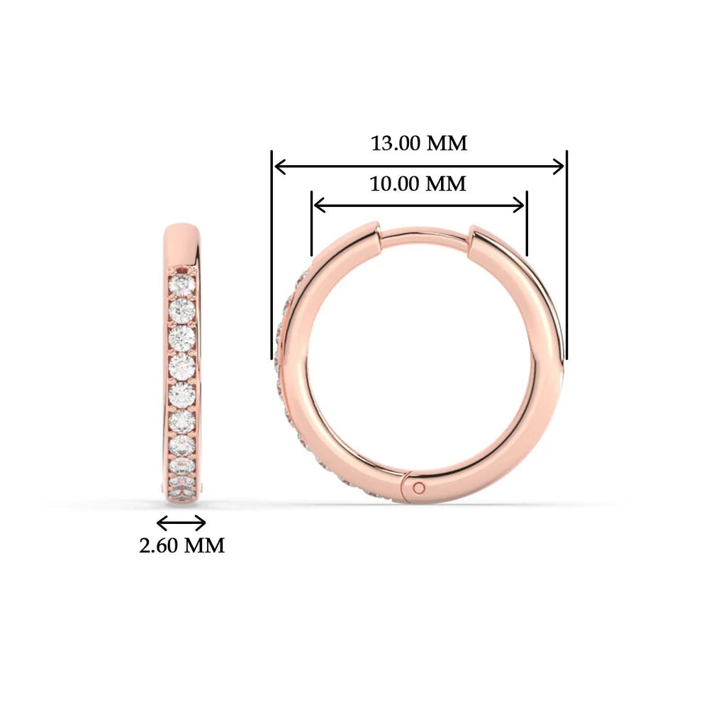 Pave Set Round Diamond Hinged Hoop Earrings