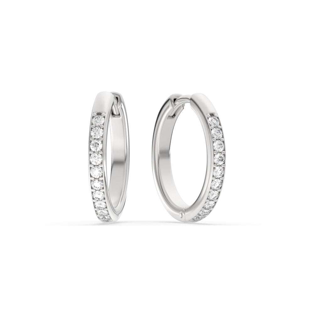 Pave Set Round Diamond Hinged Hoop Earrings
