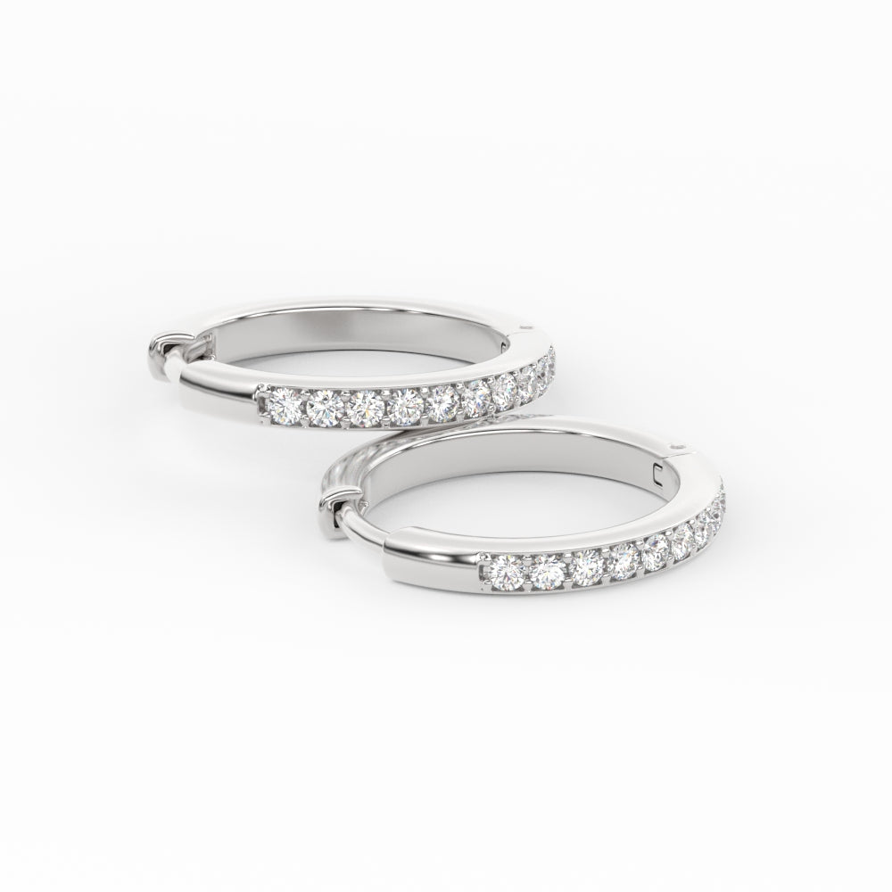 Pave Set Round Diamond Hinged Hoop Earrings