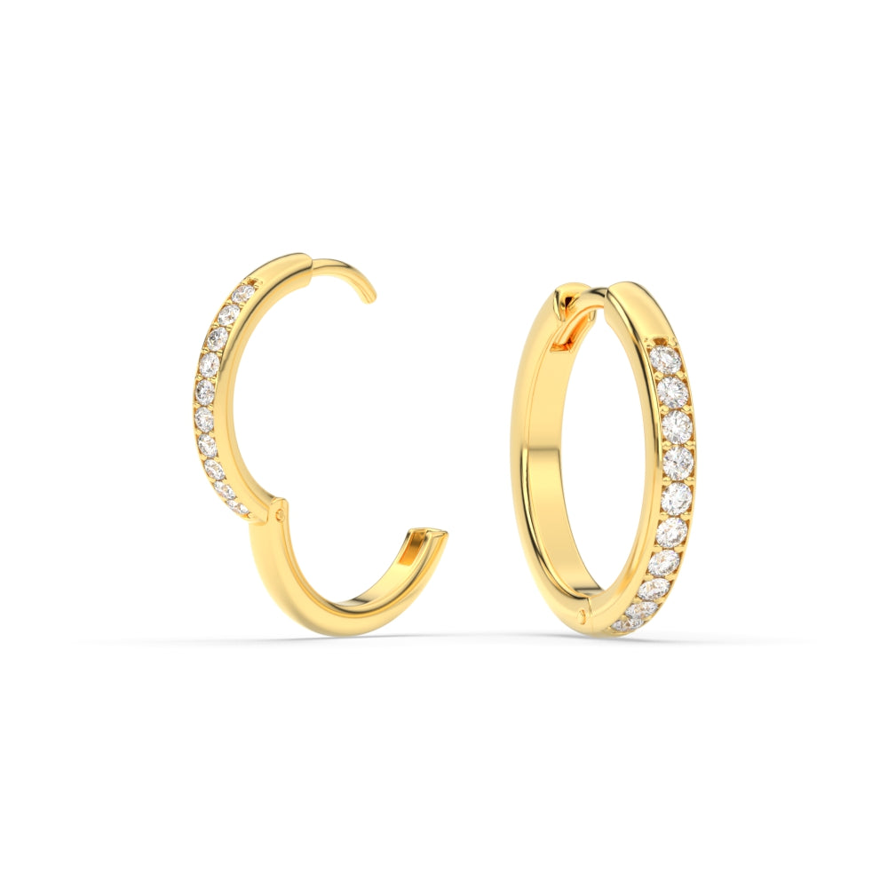 Pave Set Round Diamond Hinged Hoop Earrings