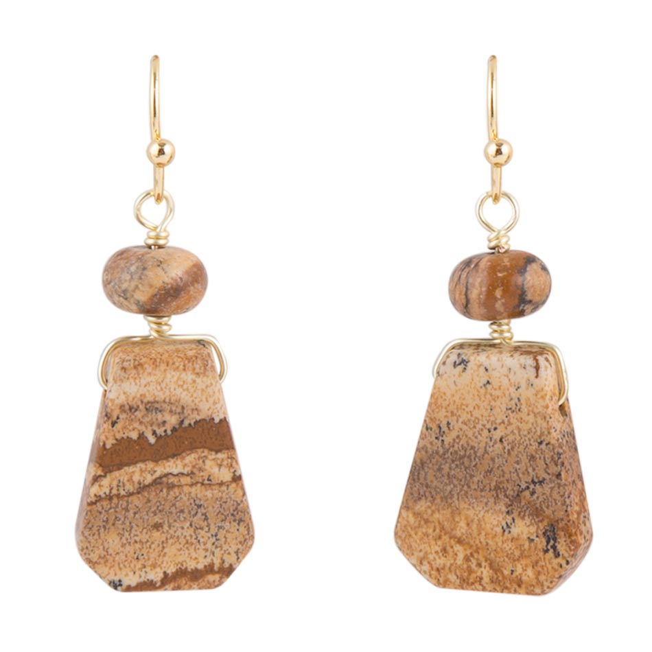 Picture Jasper Slab Earrings