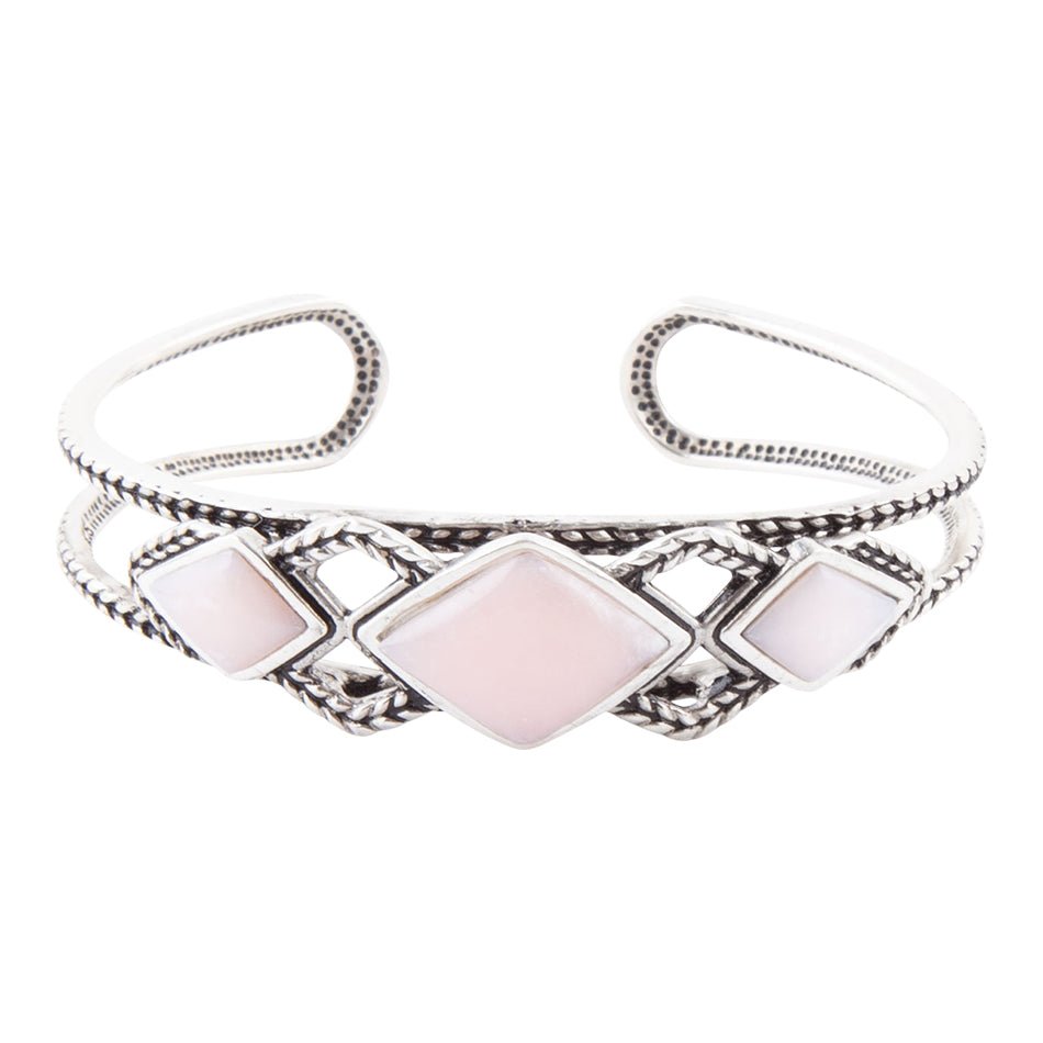 Pink Opal and Sterling Silver Cuff Bracelet