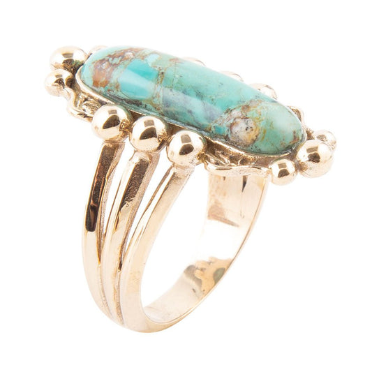 Plateau Blue Turquoise and Golden Ring