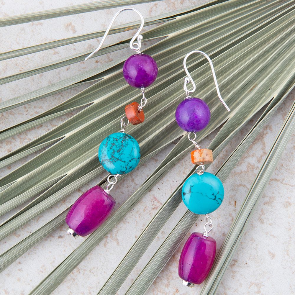 Prescott Blue Magnesite Sterling Silver Drop Earrings