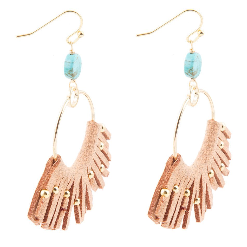 Pueblo Blue Magnesite Golden Fringe Earrings