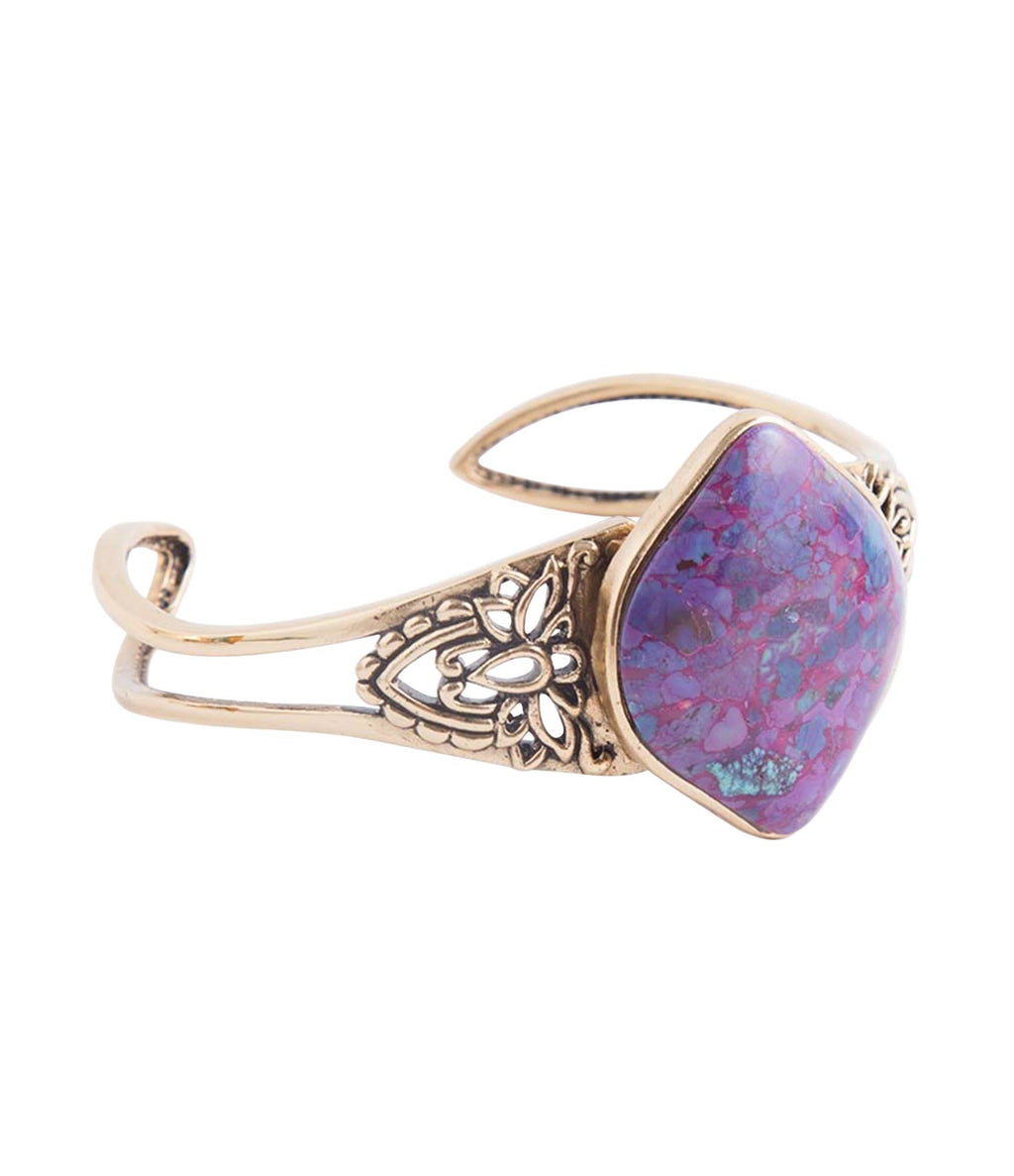 Purple Turquoise Golden Cuff Bracelet
