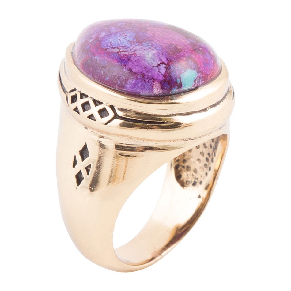 Purple Turquoise Golden Teardrop Ring