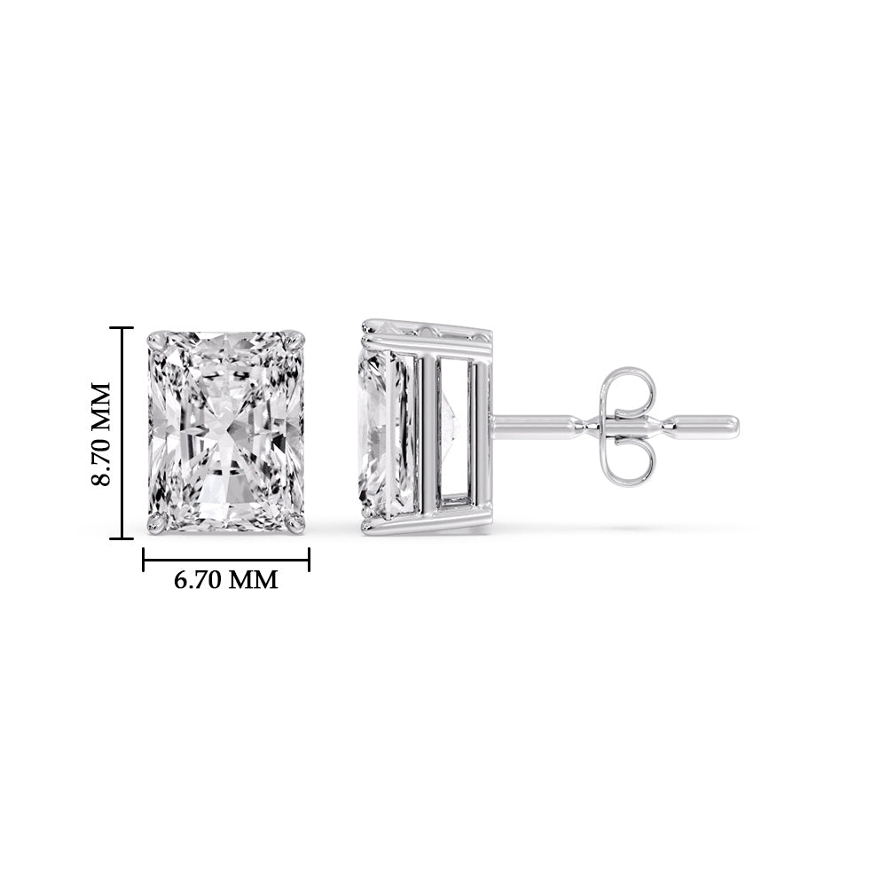 Radiant Diamond Basket Stud Earring