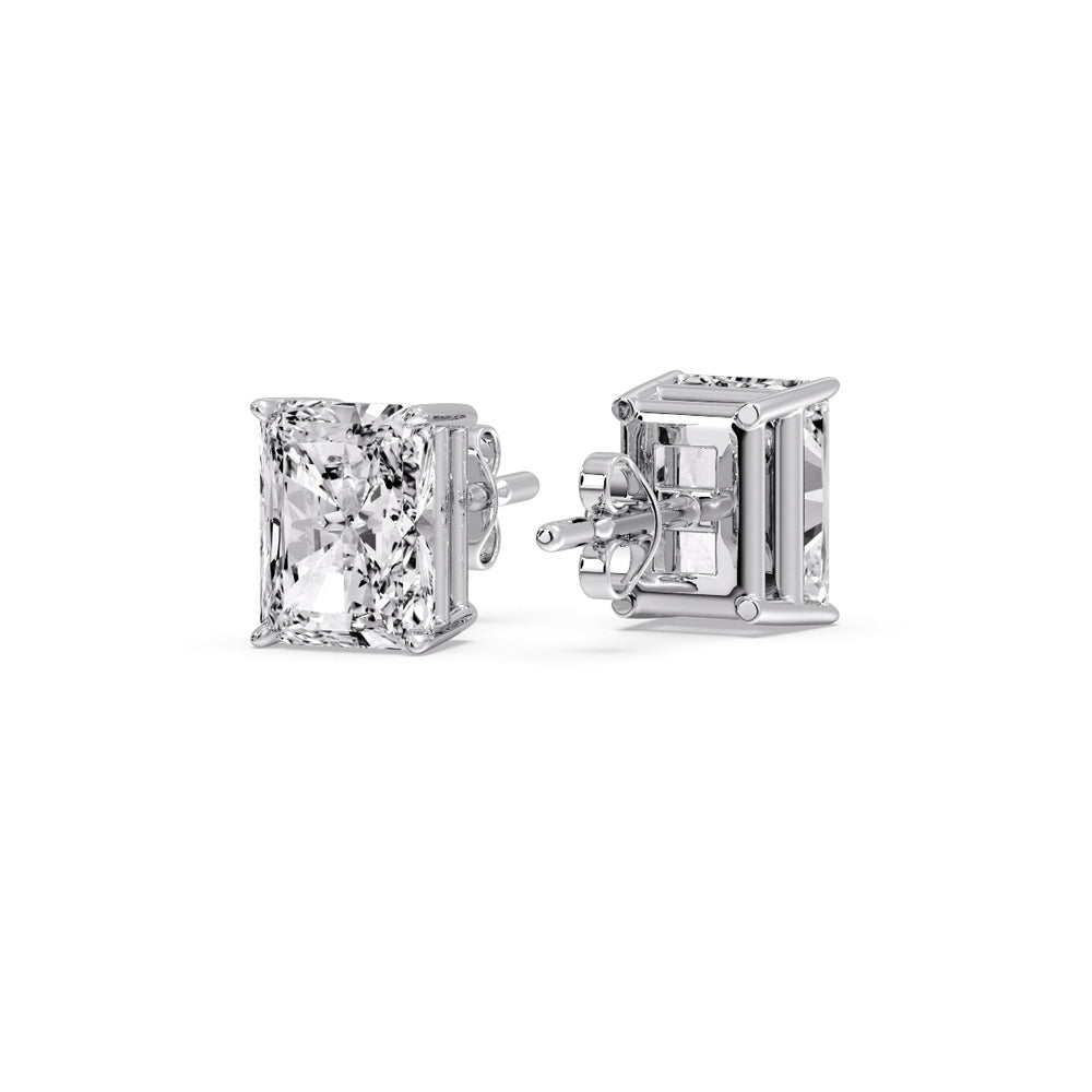 Radiant Diamond Basket Stud Earring