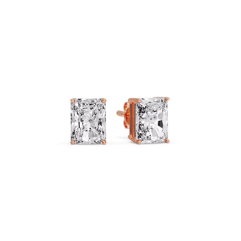 Radiant Diamond Basket Stud Earring