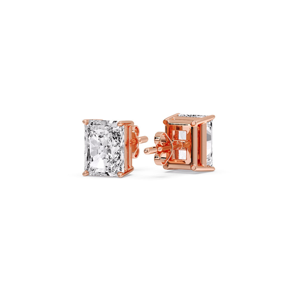 Radiant Diamond Basket Stud Earring