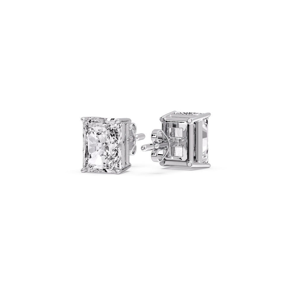 Radiant Diamond Basket Stud Earring