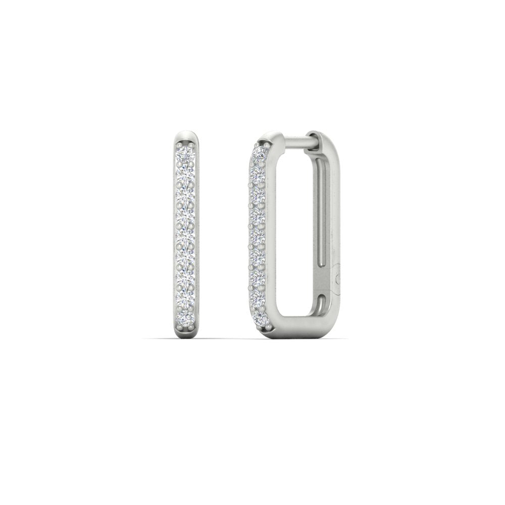 Rectangle Diamond Hoop Earring