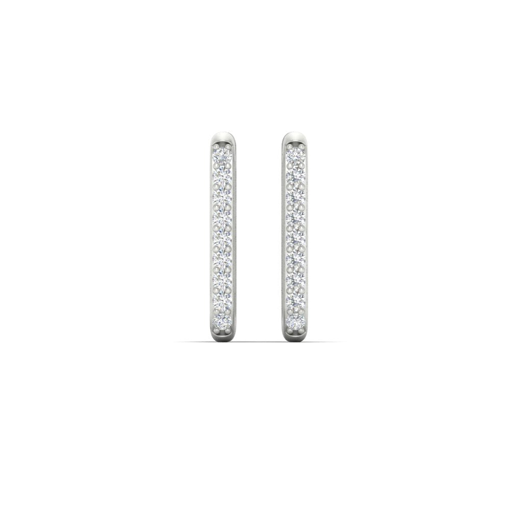Rectangle Diamond Hoop Earring