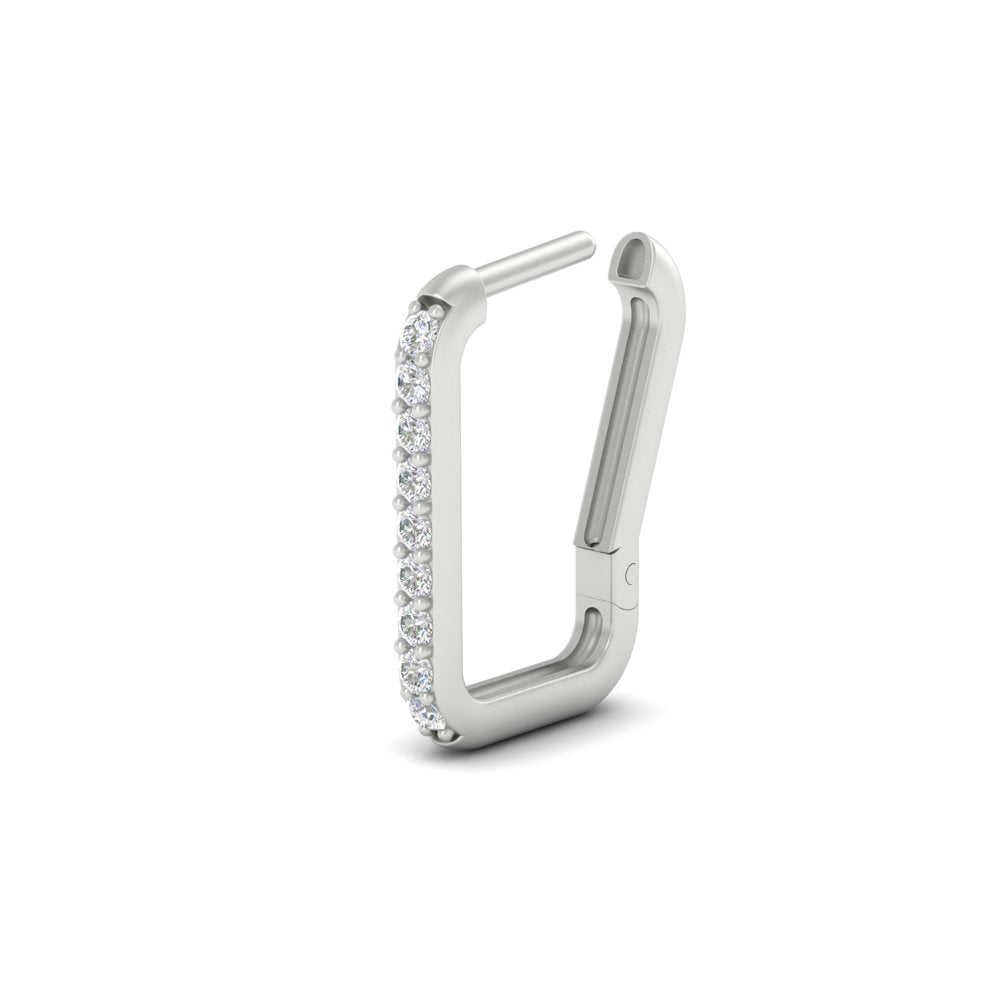 Rectangle Diamond Hoop Earring