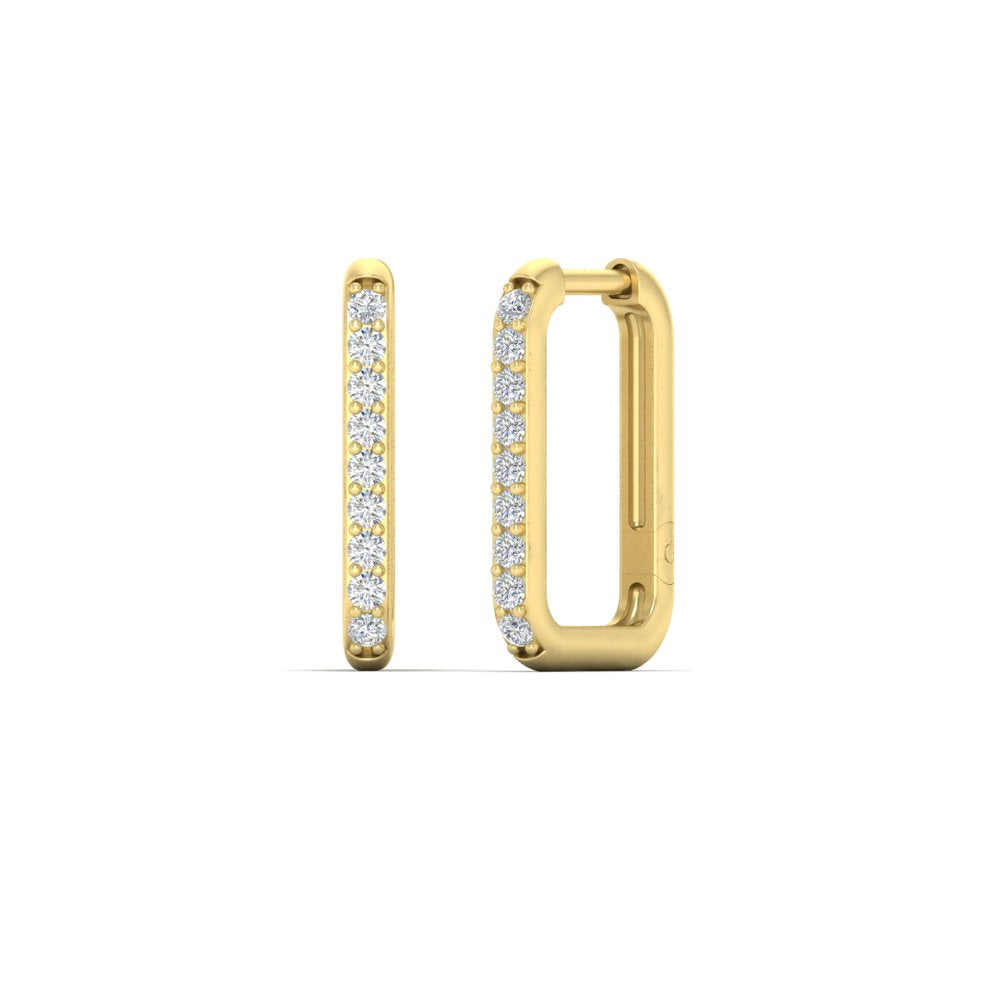 Rectangle Diamond Hoop Earring