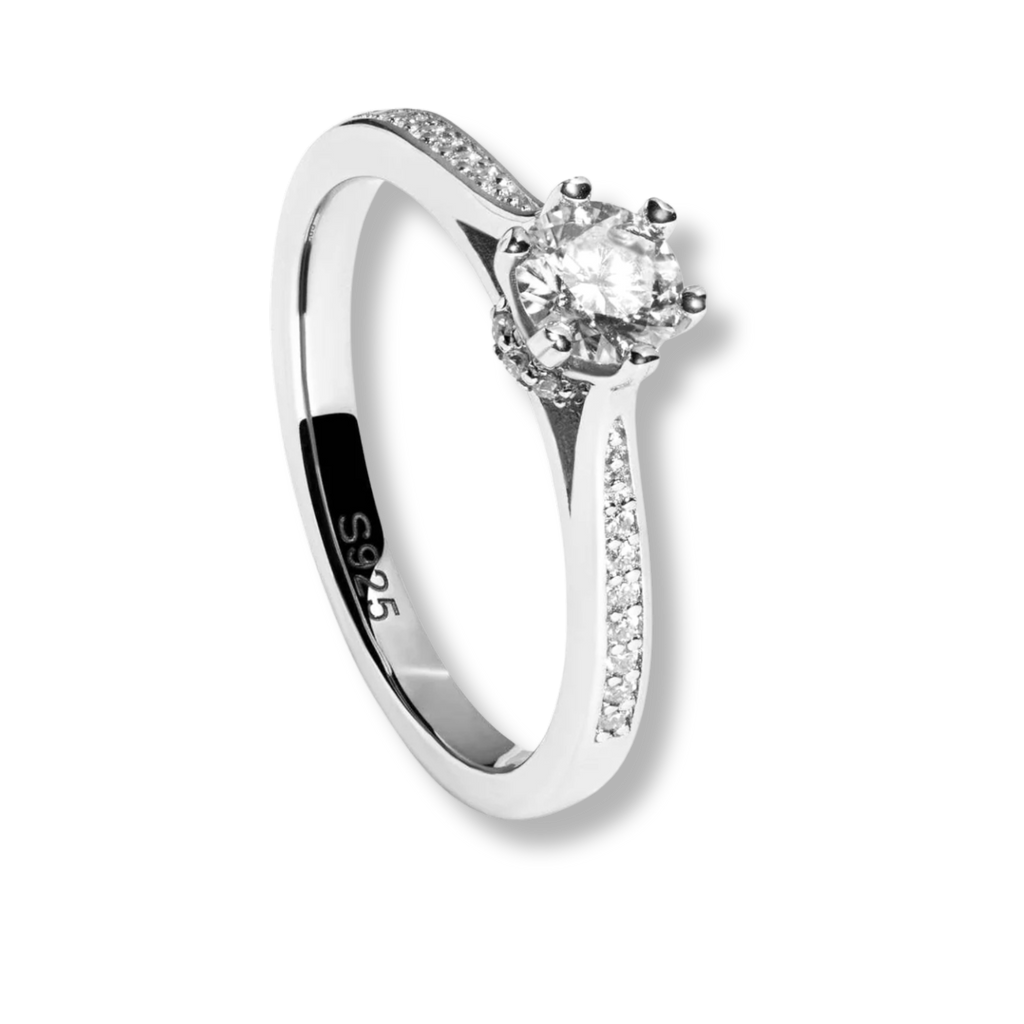Secret Cathedral Hidden Halo Moissanite 0.7 TCW Women Engagement Ring - 925 Sterling Silver
