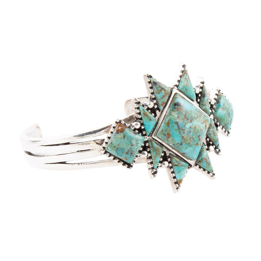 Sharp Blue Turquoise and Sterling Silver Cuff Bracelet