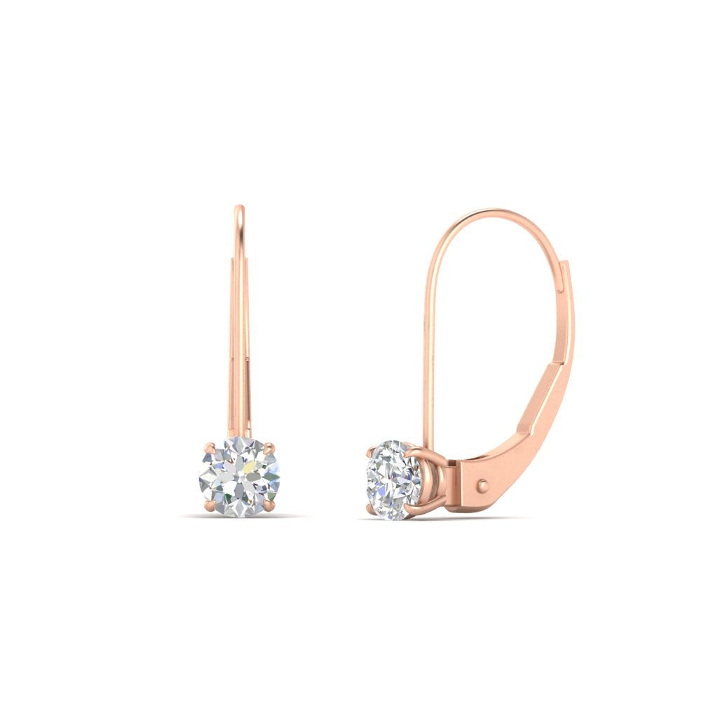 Small Round Diamond Studs Lever Back Earring