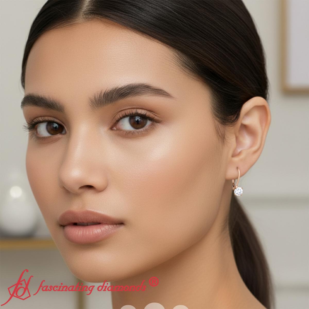 Small Round Diamond Studs Lever Back Earring