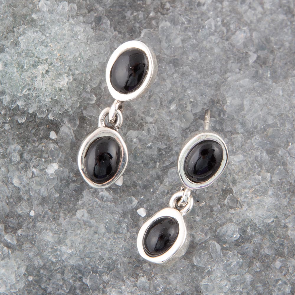 Sterling Silver Black Onyx Drop Earrings