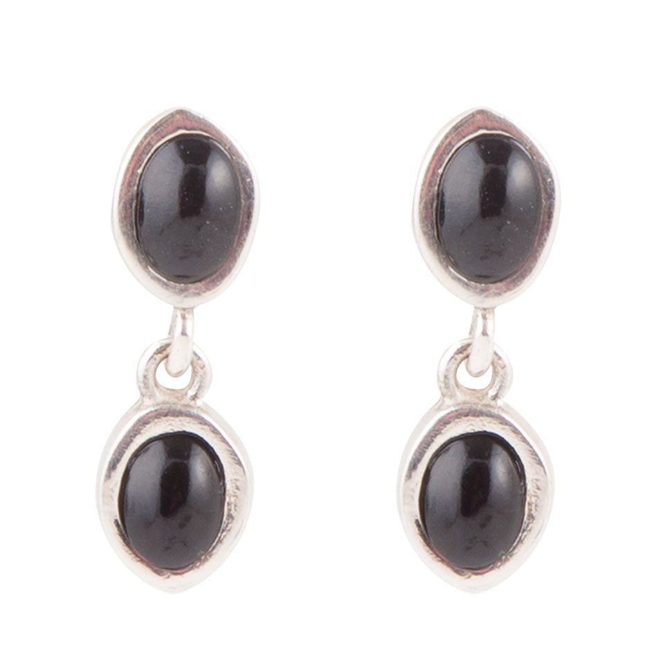 Sterling Silver Black Onyx Drop Earrings