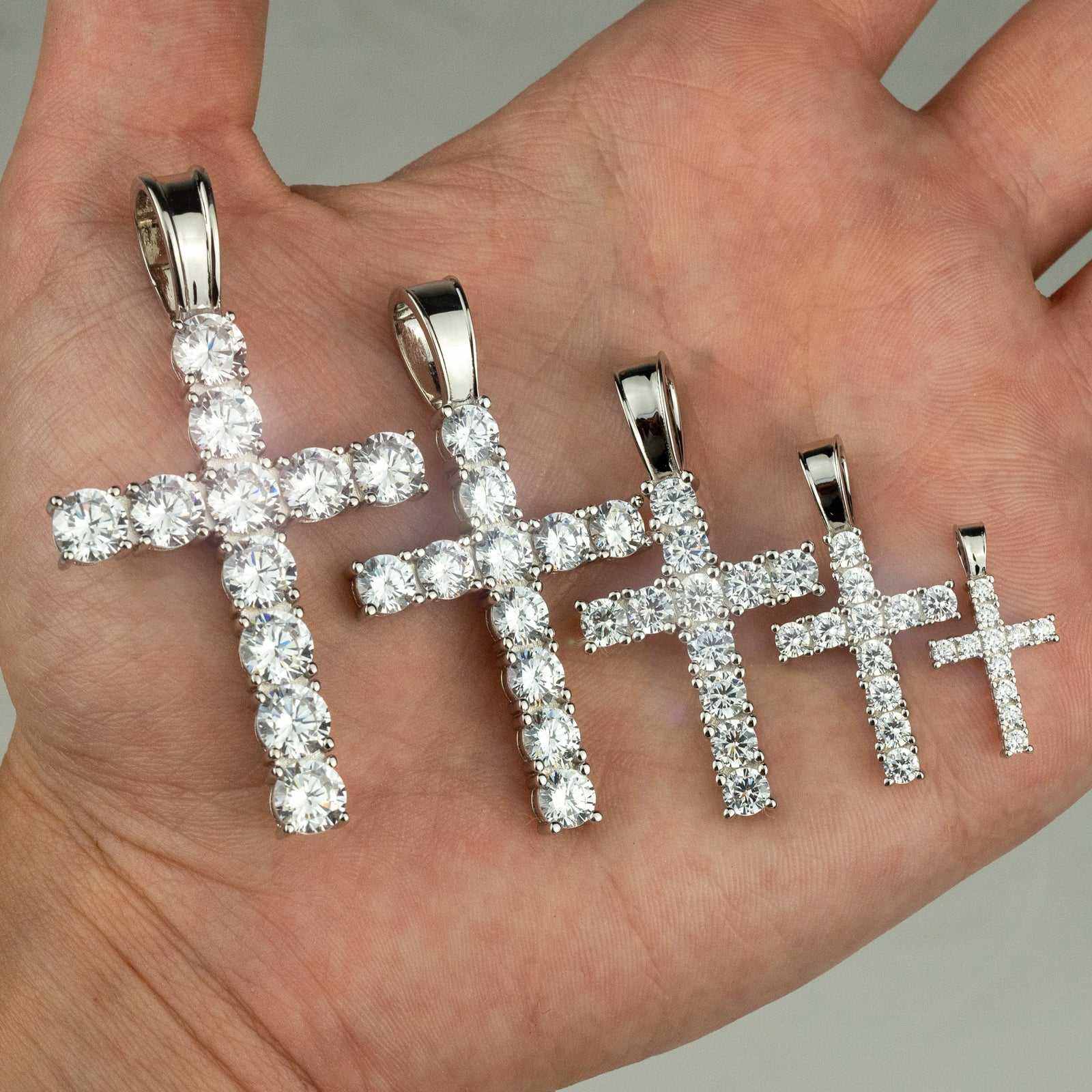 Tennis Cross Pendant 925 Sterling Silver