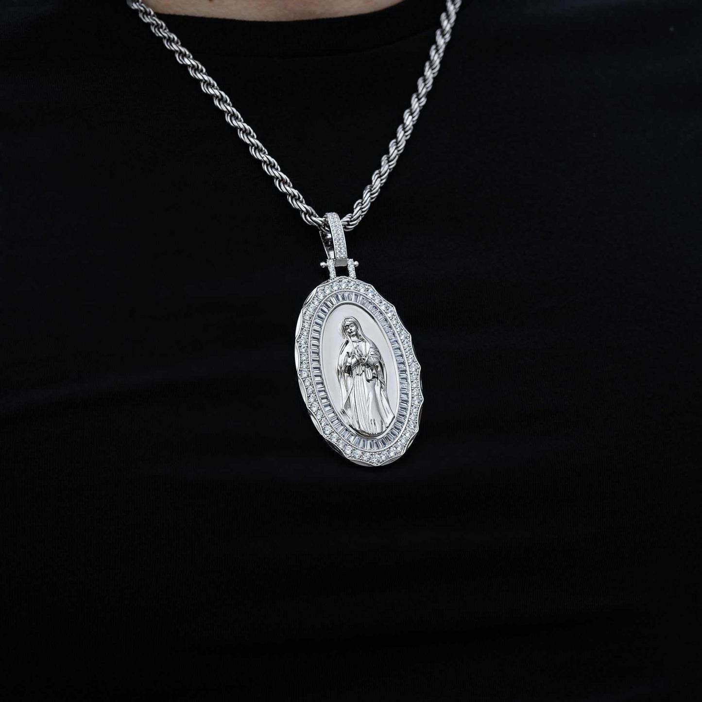 Virgin Mary Amulet Pendant 925 Sterling Silver