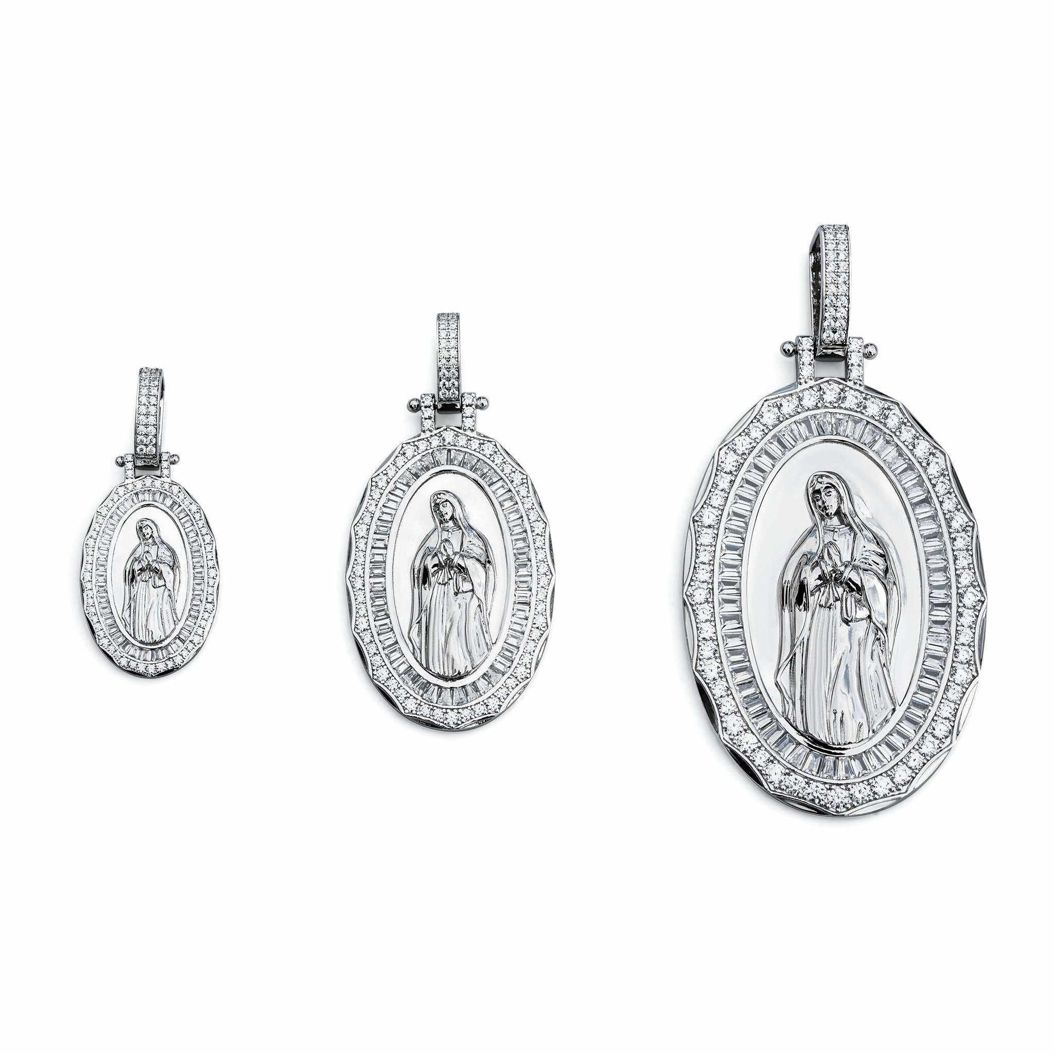 Virgin Mary Amulet Pendant 925 Sterling Silver