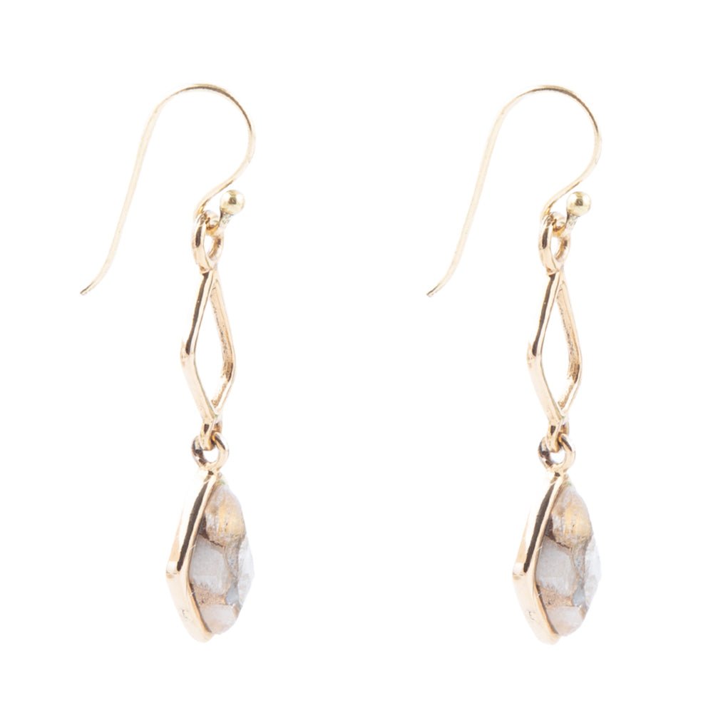 White Calcite Matrix and Bronze Drop Earrings